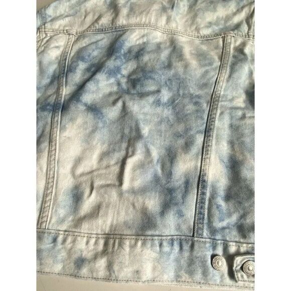 Levi's Ex-Boyfriend Denim Trucker Jacket Blue Tie Dye Light Wash Women’s Size S - Picture 9 of 14